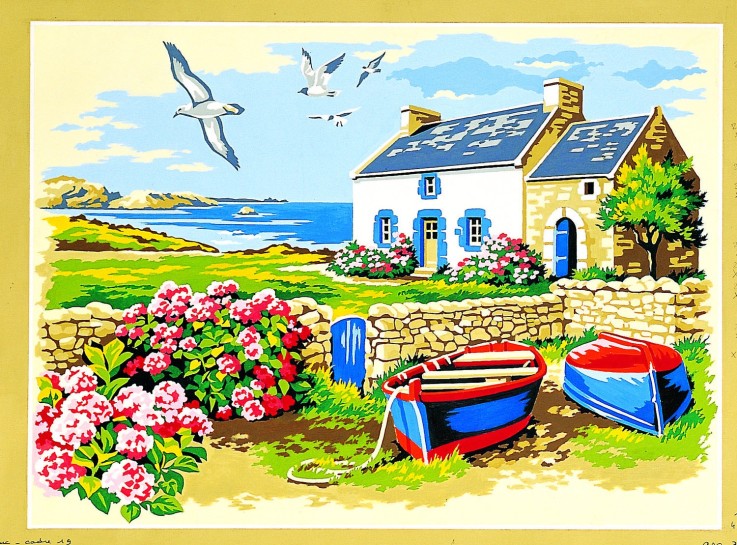 Canevas antique La maison du pêcheur 45x60cm