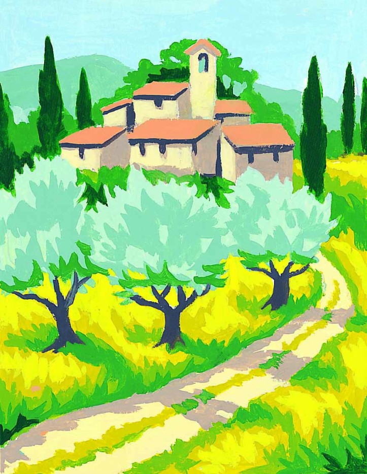 Kit canevas Les oliviers 20x25cm