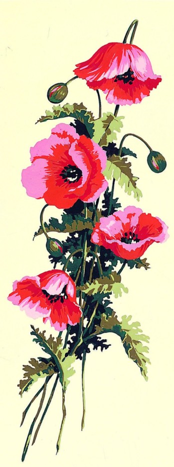 Canevas antique Les coquelicots 25x60cm