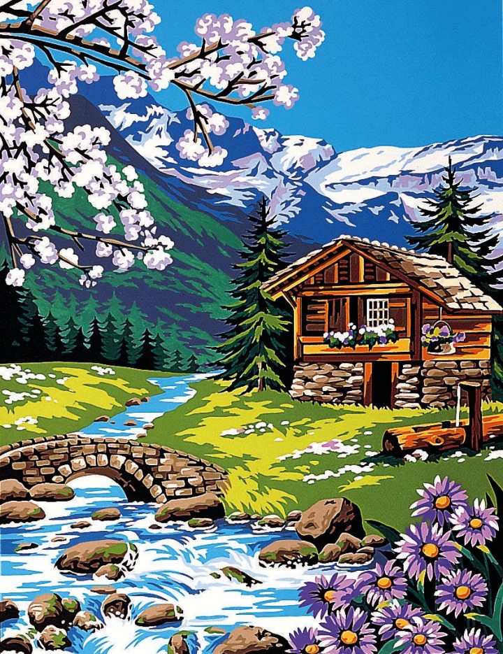 Canevas Pénélope Antique Près du torrent 50x65cm