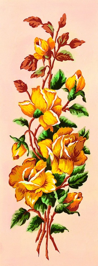 Canevas antique Roses jaunes 25x60cm