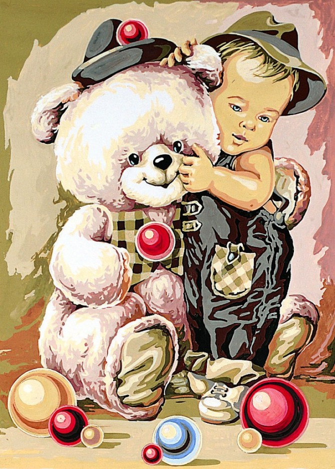 Canevas antique L'enfant de la balle 45x60cm