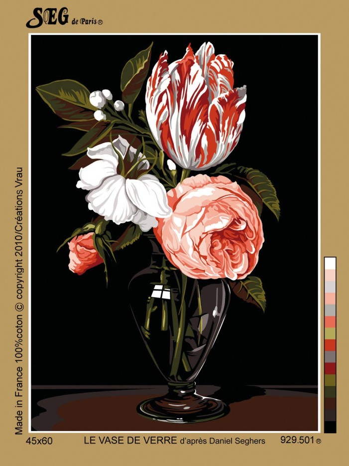 Canevas antique Le vase de verre Seghers 45x60cm