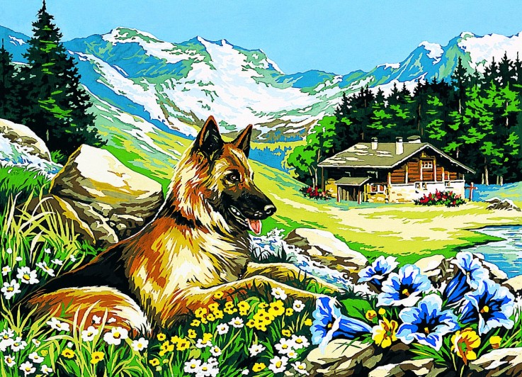 Canevas antique Vue sur la vallée 45x60cm