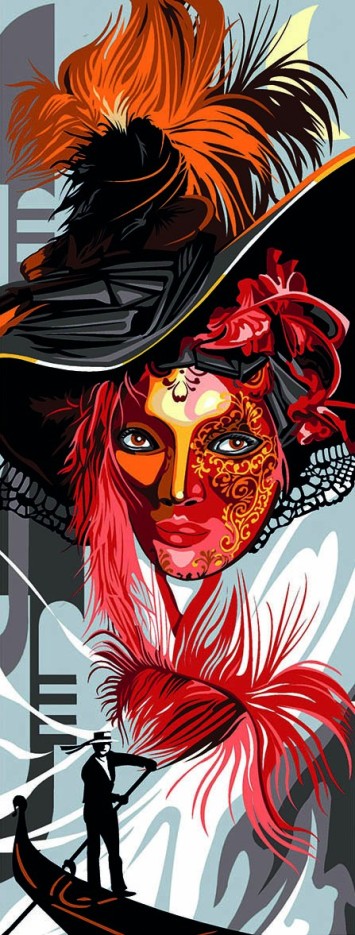 Canevas antique Masque 25x60cm
