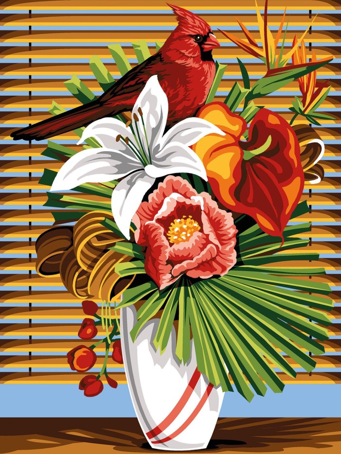 Canevas antique Plume exotique 40x50cm