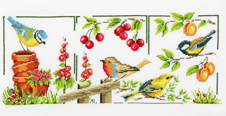 Kit Point comptés Oiseaux de Jardin 30 x 50 cm