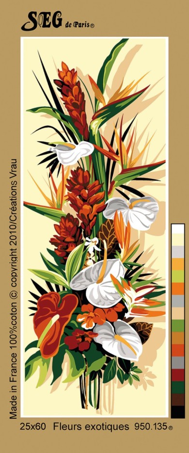 Canevas antique Fleurs exotiques 25x60cm