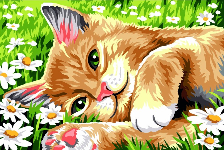 Canevas SEG Couché dans l'Herbe 60 x 40 cm