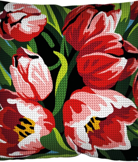 Kit Coussin Canevas Tulipes