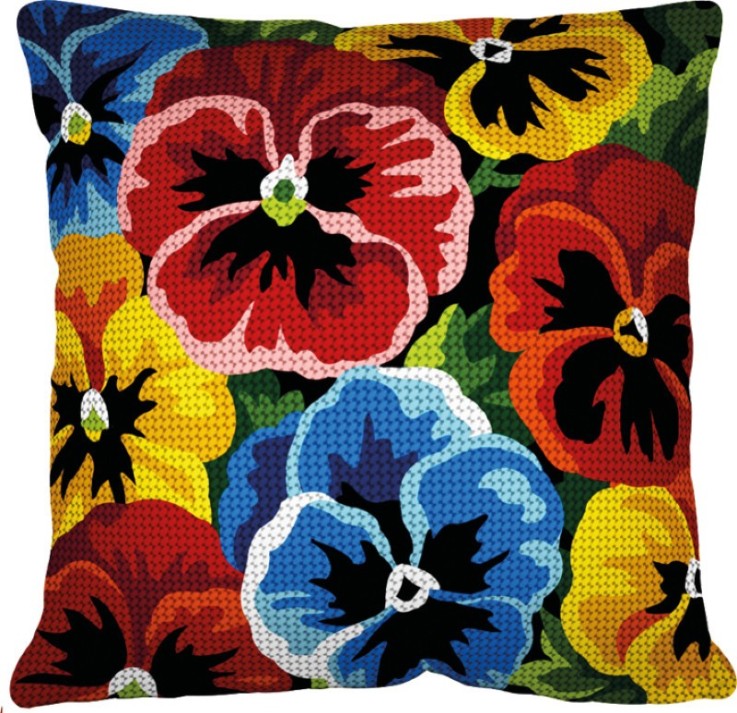 Kit Coussin Canevas Tapissage de Pensées