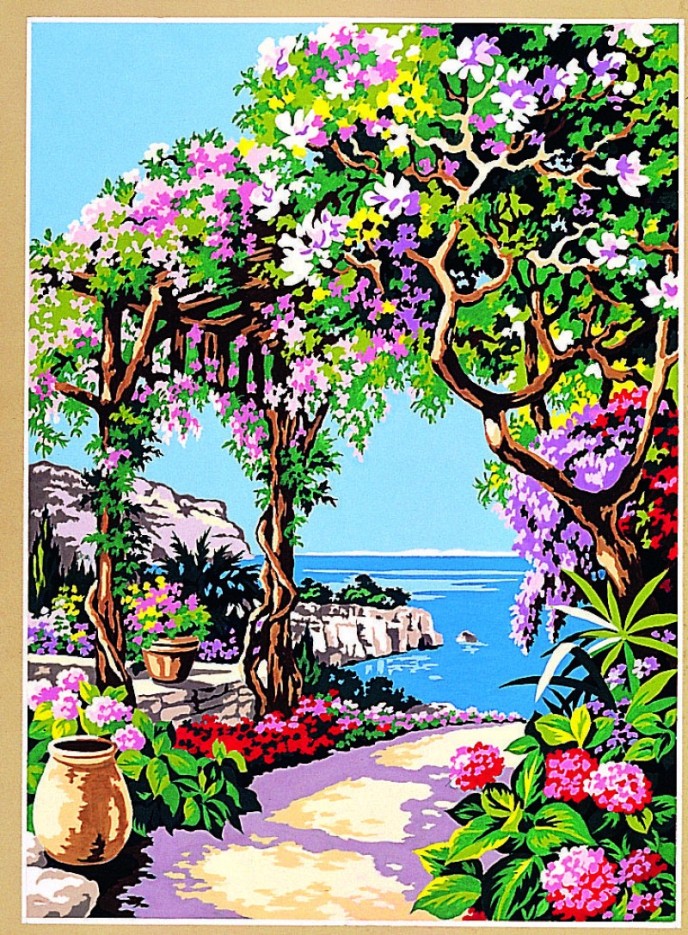 Canevas antique Côte d'azur 45x60cm