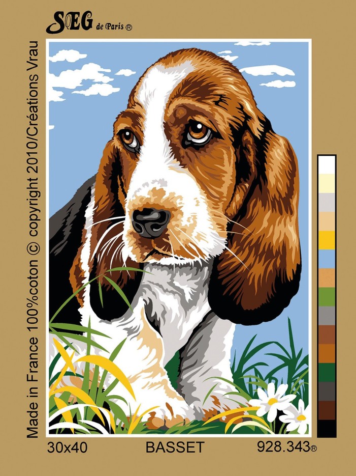 Canevas antique Basset 30x40cm