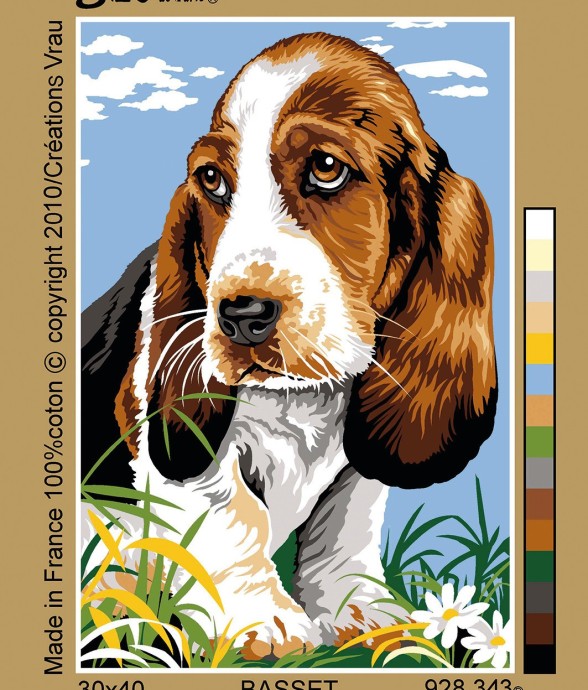 Canevas antique Basset 30x40cm