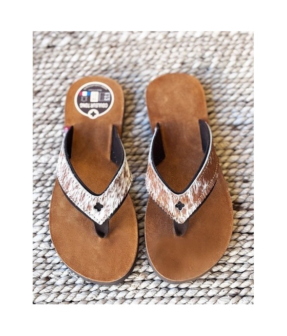 Tongs Mixtes Cuir MEUH Sable