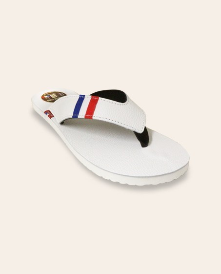 Tongs Mixtes Cuir FRANCE Blanc