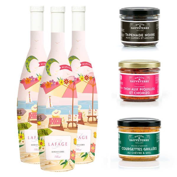 Offre spéciale Les saveurs du Sud – 3 vins rosés 3 tartinables