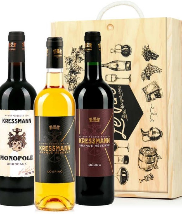 Coffret bois 3 vins de...