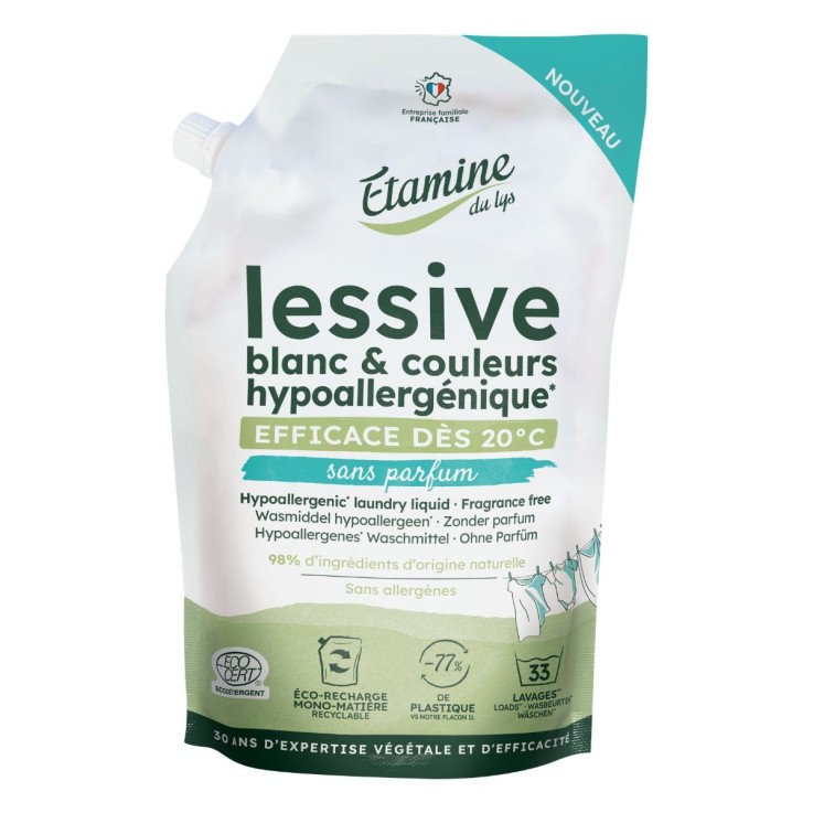Eco-recharge lessive liquide hypoallergénique sans parfum (1L)