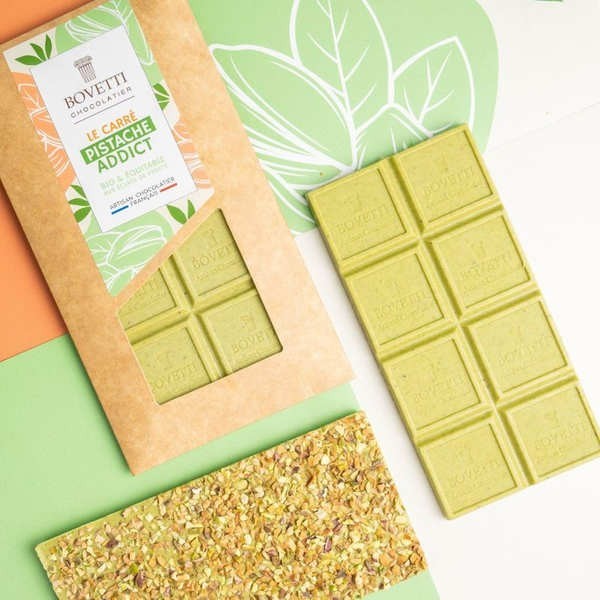 Tablette bio Pistache addict - Chocolat blanc et éclats de pistache - Tablette de 80g