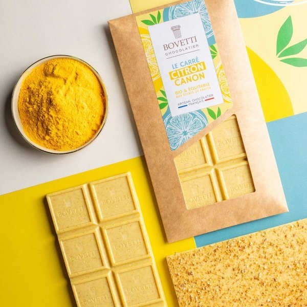 Tablette bio Citron canon - Chocolat blanc et éclats de citron - Tablette de 80g