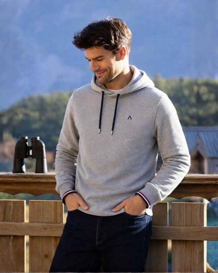 Sweat à capuche Augustin gris Coton Bio