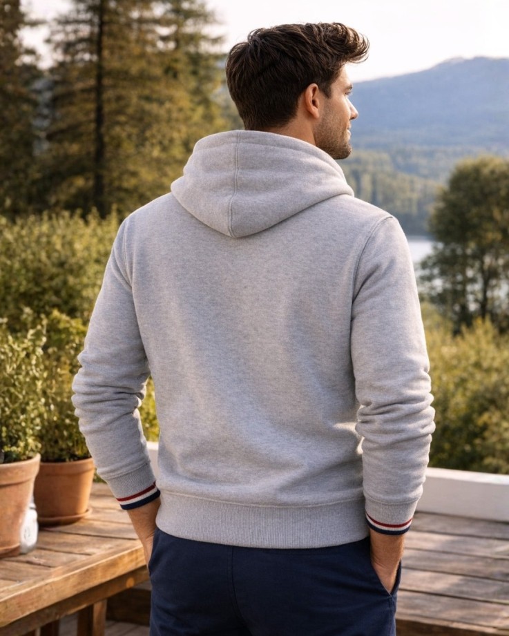 Sweat à capuche Augustin gris Coton Bio