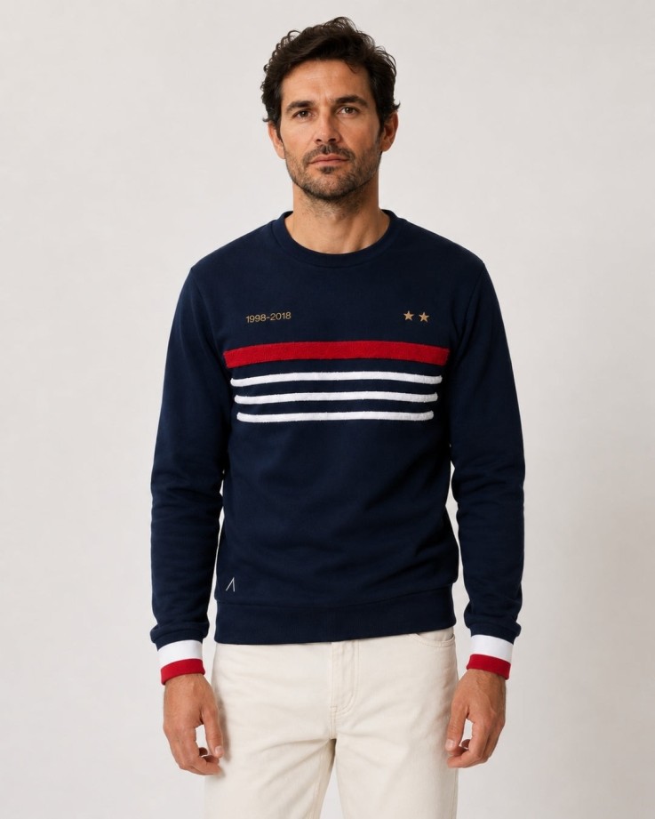 Sweatshirt Didier bleu Coton Bio
