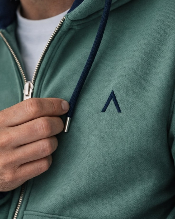 Veste zippée Marius vert Coton Bio