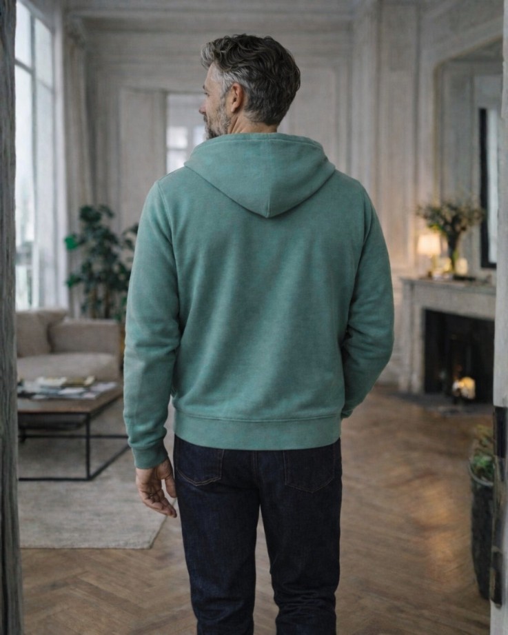 Veste zippée Marius vert Coton Bio