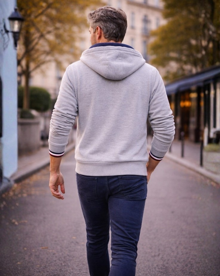 Veste zippée Marius gris Coton Bio