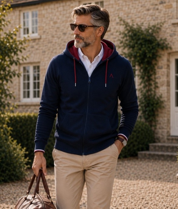 Veste zippée Marius bleu...