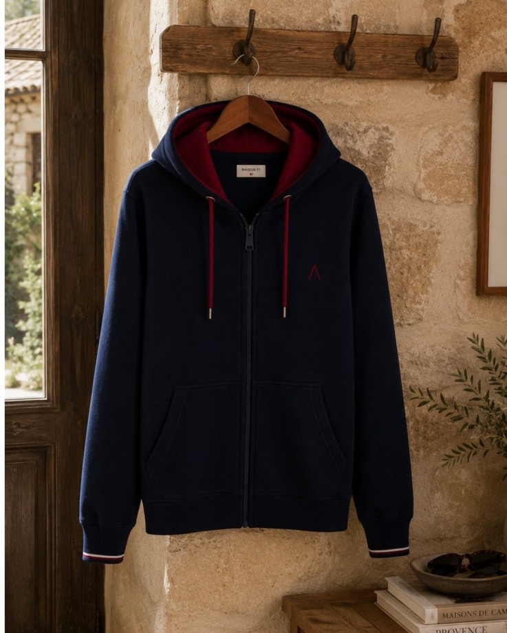 Veste zippée Marius bleu marine Coton Bio