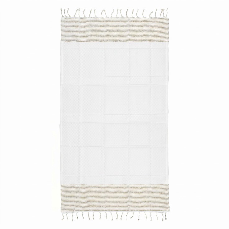 Fouta serviette plage nid d'abeille coton recyclé 1x2 m Seychelles