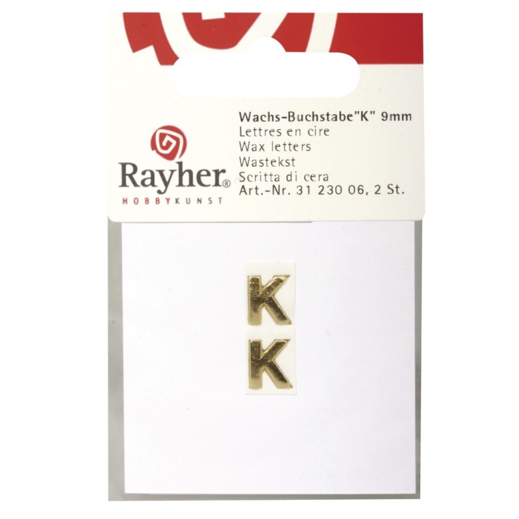 Lettres en cire - K - , or, 9mm, 2 pces