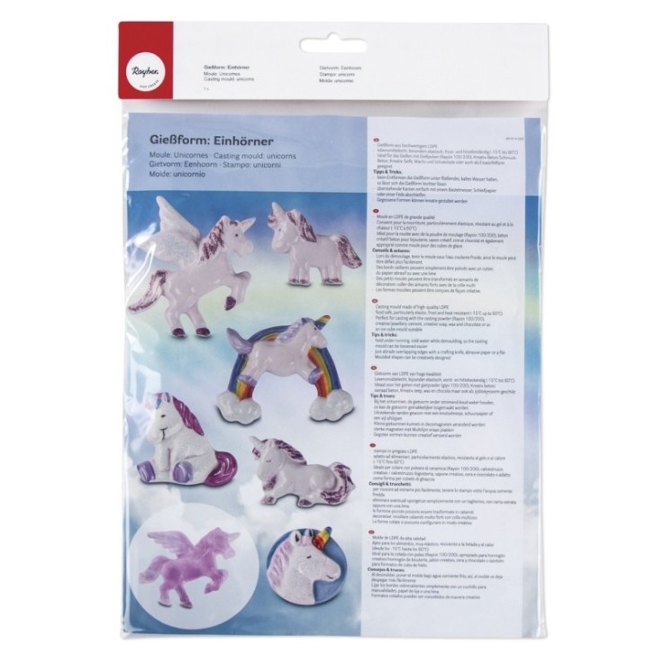 Moule: Unicornes, 6motifs 5-6cm, 1pce.