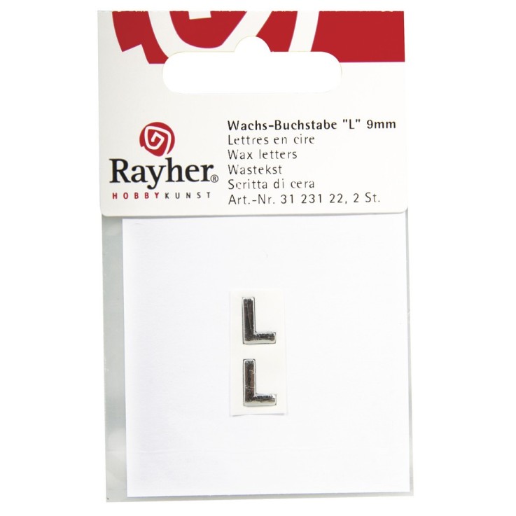 Lettres en cire - L - , argent, 9mm, 2 pces