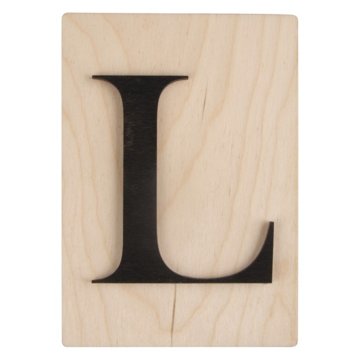 Lettre en bois L, FSC Mixed Credit, noir, 10,5x14,8cm