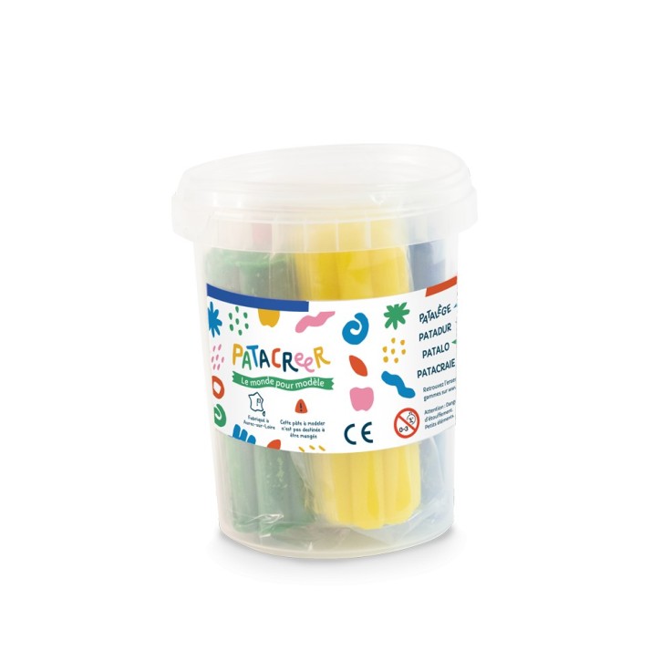 PATALEGE SEAU PAINS 4X80G Pâte à Modeler couleurs qui ne sèche pas