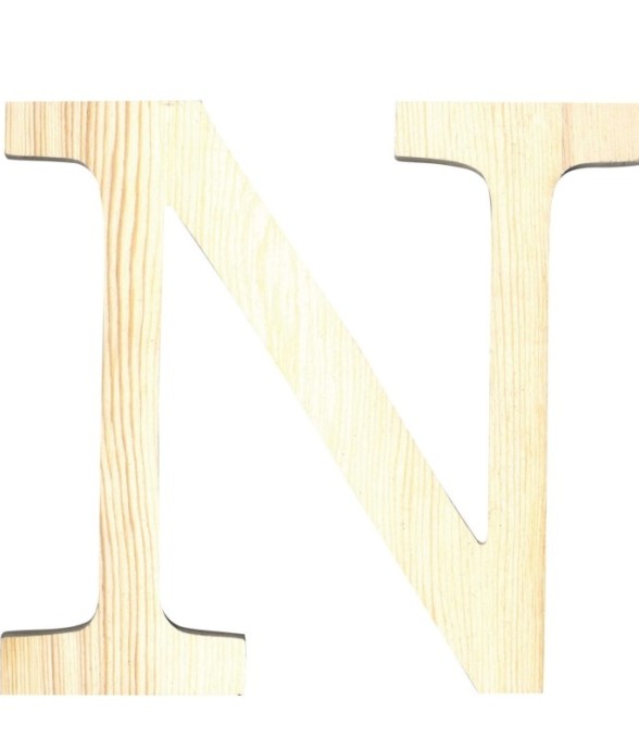 LETTRE N - 19 CM - BOIS