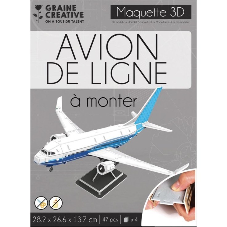 Graine Créative - Puzzle 3D maquette Avion de ligne