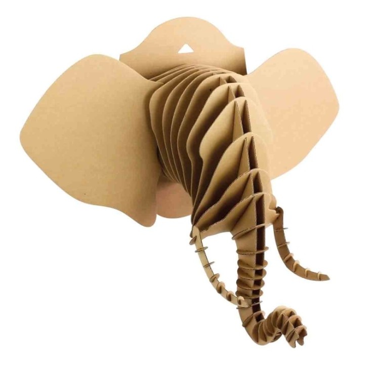Maquette en carton à assembler Trophée Eléphant 77 cm
