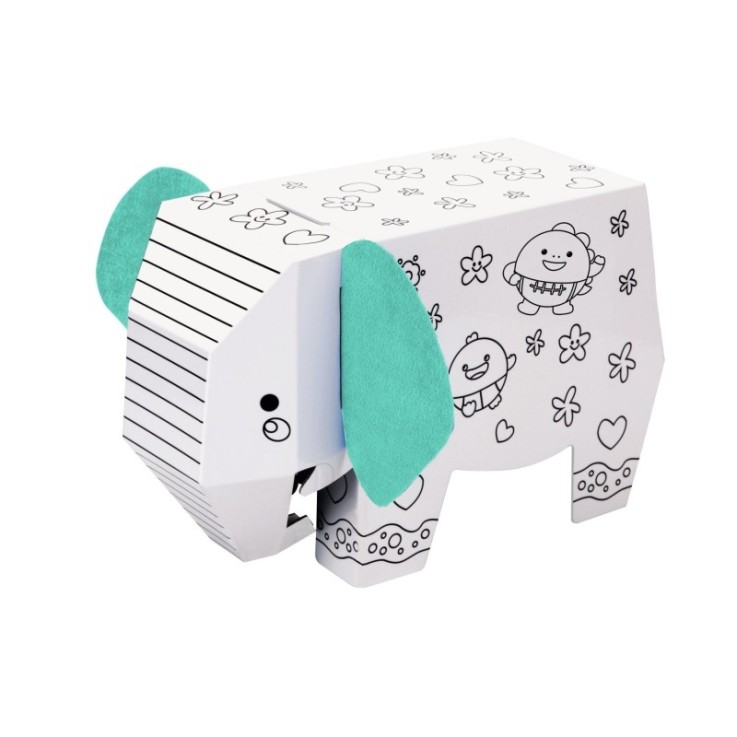 Eléphant en carton à monter et à colorier - cri de l'animal et lumières