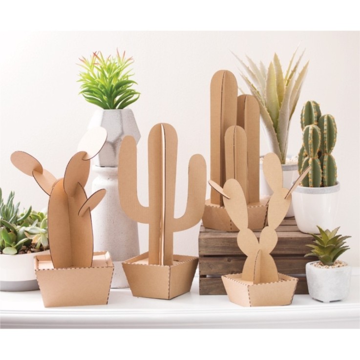 Maquette en carton à assembler Cactus 29 à 33 cm 4 pièces