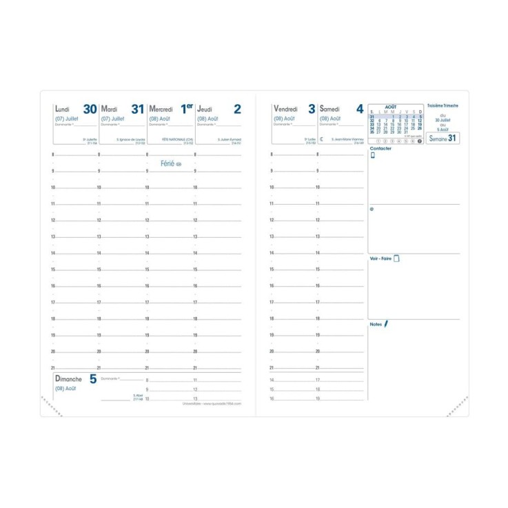 Agenda scolaire 2026-2027 - Universitaire - Semainier Planning - Bloom Vert - 10x15cm