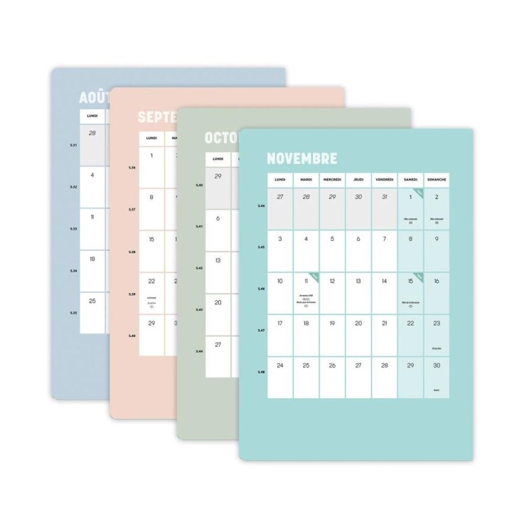 Agenda scolaire 2026-2027 - Hebdocolor 21 - Semainier Horizontal - Canopy Multicolore - 15x21cm