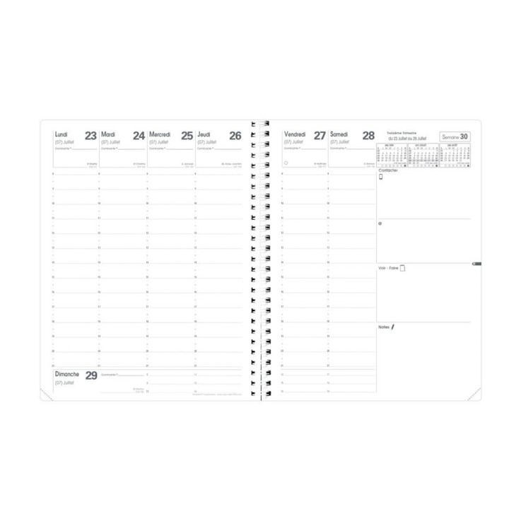 Agenda scolaire Spiralé 2026-2027 - Président S sept - Semainier Planning - Club Noir - 21x27cm