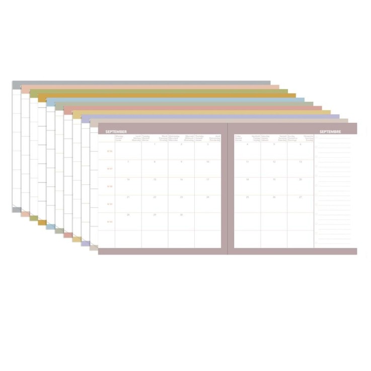 Agenda scolaire 2026-2027 - Exécutif sept Color - Semainier Planning - Céleste Beige - 16x16cm