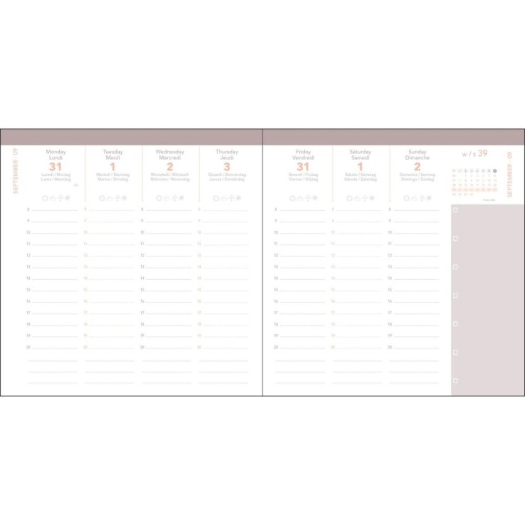 Agenda scolaire 2026-2027 - Exécutif sept Color - Semainier Planning - Festy Bleu - 16x16cm