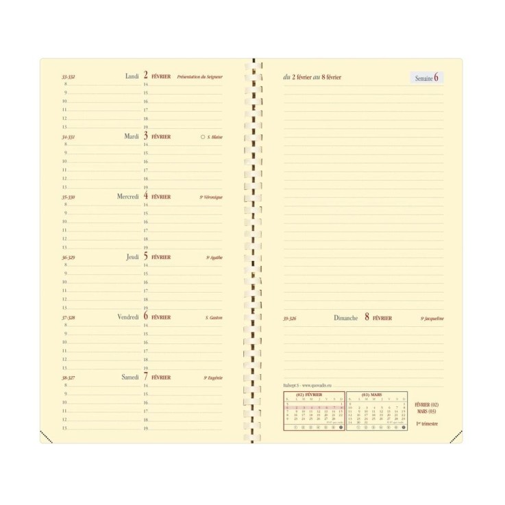 Agenda scolaire Spiralé 2026-2027 - Italsept S Prestige - Semainier Horizontal - Soho Bleu - 8,8x17cm
